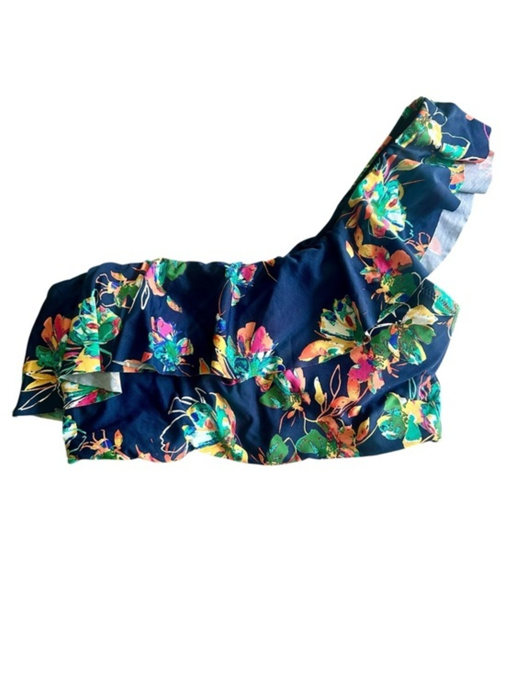 Sea Angel Swim Bikini Top Womens Size Medium - Navy Blue Floral Tropical